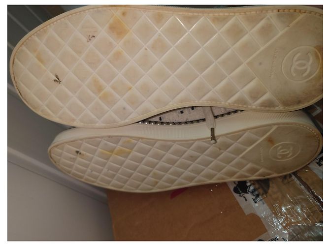 Tweed bianco Chanel/Sneaker in tessuto con lacci - vista 14