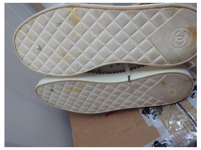 Tweed bianco Chanel/Sneaker in tessuto con lacci - vista 15