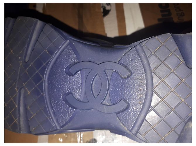 Chanel blu/Sneakers stringate con logo CC in pelle color oro 37 US 7 UK 4 D'oro - vista 15