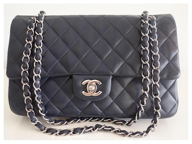 Timeless Borsa media Chanel Classic Blu navy - vista 2