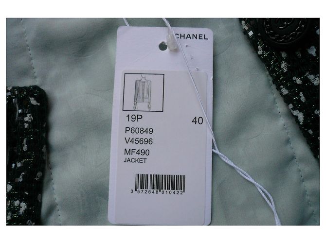 CHANEL Irisierende Tweedjacke NEU MIT T-ETIKETT40 Hellgrün - Ansicht 13
