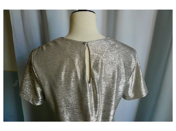 PAUL SMITH Splendido Abito Midi Laminato Maniche Corte T42 IT D'oro - vista 4
