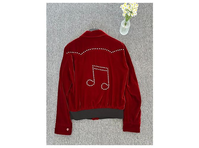 Saint Laurent SL 16Giacca con note musicali FW Rosso - vista 2