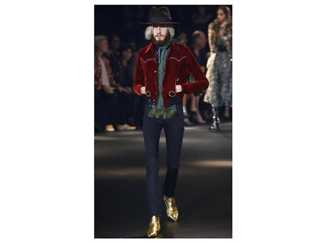 Saint Laurent SL 16Giacca con note musicali FW Rosso - vista 5