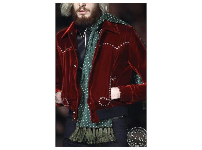Saint Laurent SL 16Giacca con note musicali FW Rosso - vista 7