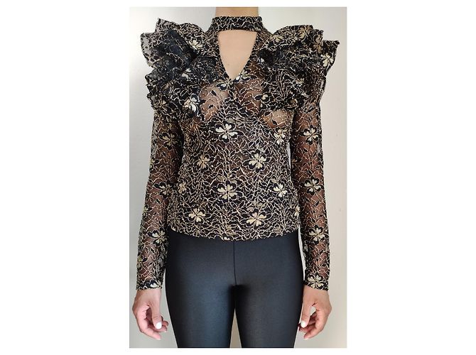 Anne Fontaine Blusa Opera Black efecto cache-cœur con encaje Multicolor - vista 2