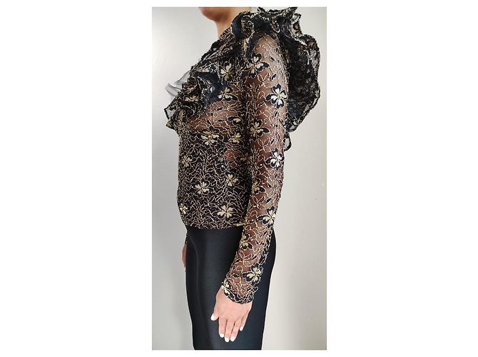 Anne Fontaine Blusa Opera Black efecto cache-cœur con encaje Multicolor - vista 3