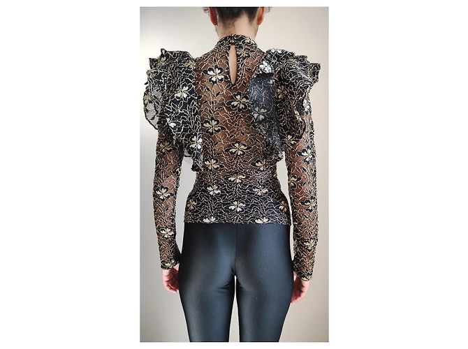 Anne Fontaine Blusa Opera Black efecto cache-cœur con encaje Multicolor - vista 4
