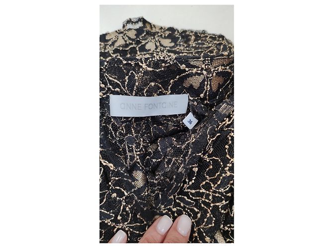 Anne Fontaine Blusa Opera Black efecto cache-cœur con encaje Multicolor - vista 5