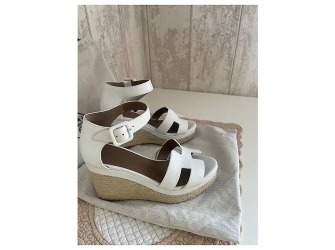 Hermès Mules compensées Blanc - vue 2