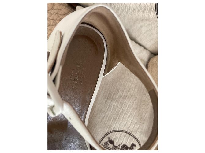 Hermès Mules compensées Blanc - vue 3