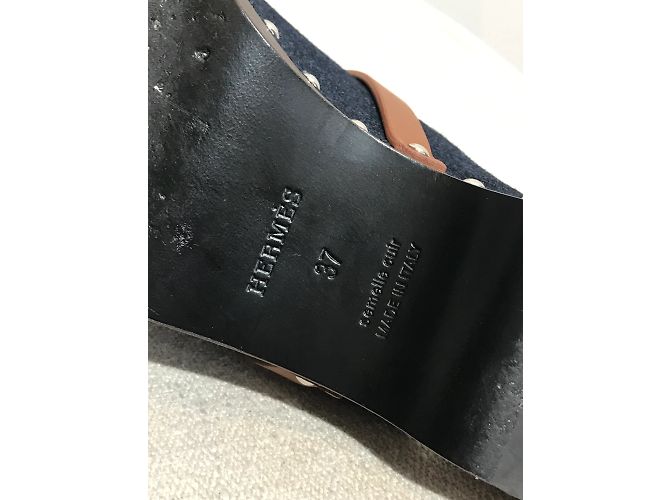 Kelly Hermès HERMES  Mules & clogs T.EU 37 Leather Blue - view 6