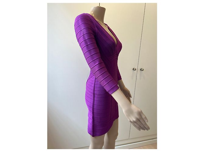 Vestido Herve Leger Morado de Viscosa Púrpura - vista 2