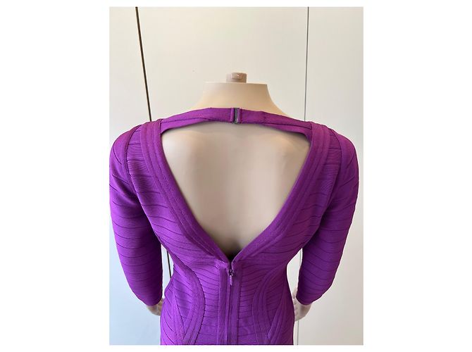 Vestido Herve Leger Morado de Viscosa Púrpura - vista 4