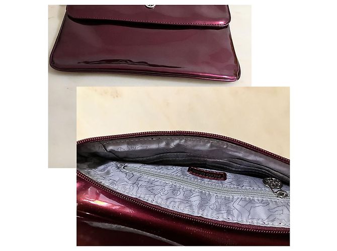 Autre Marque Bolso de mano de charol violeta berenjena - vista 3