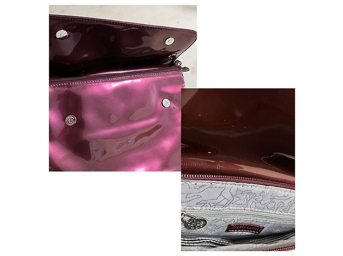 Autre Marque Bolso de mano de charol violeta berenjena - vista 4