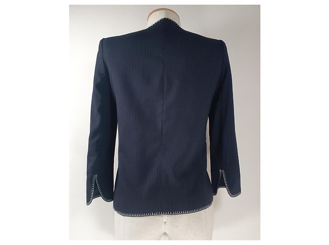 Autre Marque Gai Mattiolo Blazer Blau Gestreift Wolle - Ansicht 4