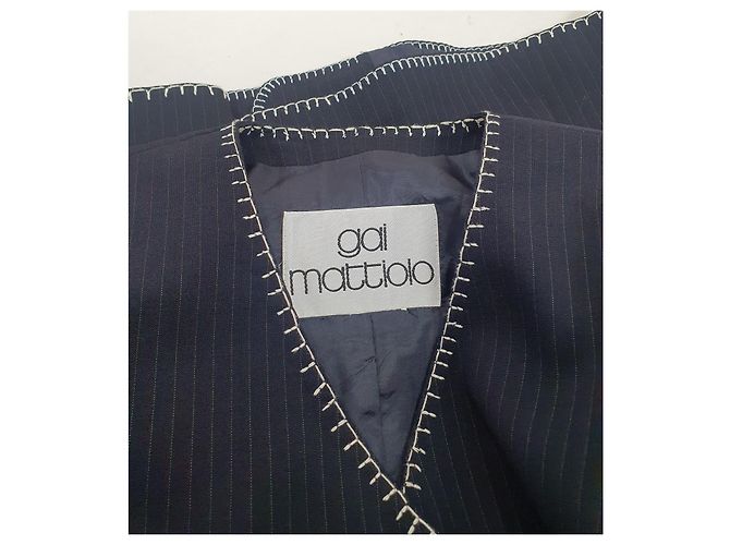 Autre Marque Gai Mattiolo Blazer Blau Gestreift Wolle - Ansicht 6