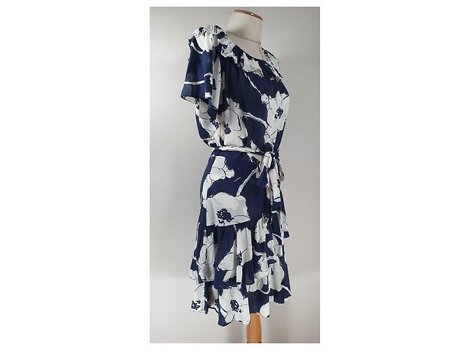 Autre Marque Timo Blumenkleid blau weiß Viscose - Ansicht 3