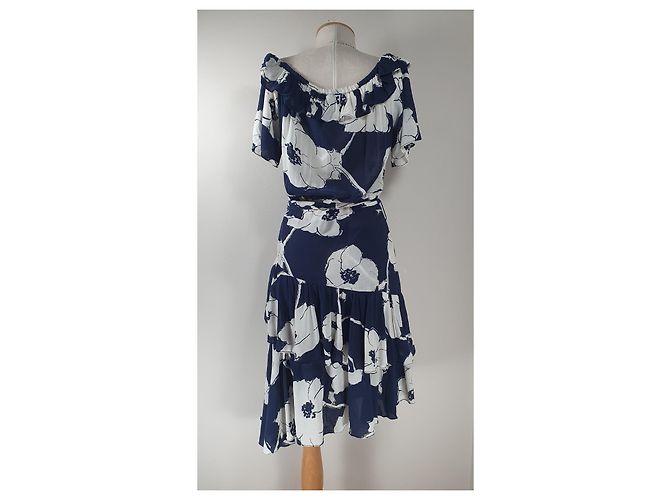 Autre Marque Timo Blumenkleid blau weiß Viscose - Ansicht 4