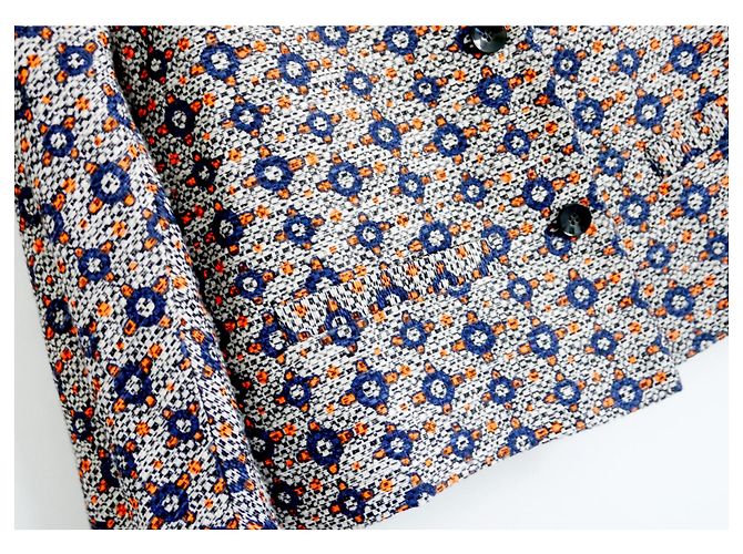 Bellerose Retro Weave Jacke Orange Marineblau - Ansicht 2