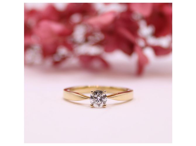 Autre Marque Solitaire-Gelbgold 18 Stellen Sie Diamantkarat ein 4 Krallen Gold hardware - Ansicht 10