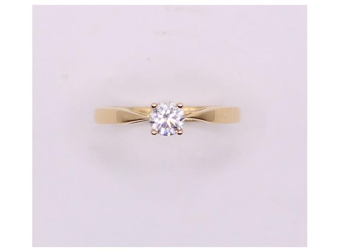 Autre Marque Solitaire-Gelbgold 18 Stellen Sie Diamantkarat ein 4 Krallen Gold hardware - Ansicht 2