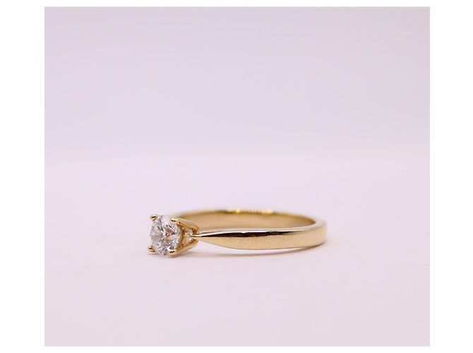 Autre Marque Solitaire-Gelbgold 18 Stellen Sie Diamantkarat ein 4 Krallen Gold hardware - Ansicht 6