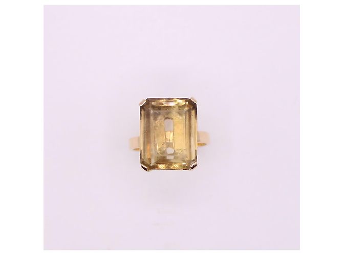 Autre Marque Anillo cóctel citrino rectangular engastado en oro amarillo 18 quilates Naranja Gold hardware - vista 3