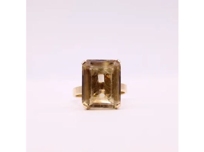 Autre Marque Anillo cóctel citrino rectangular engastado en oro amarillo 18 quilates Naranja Gold hardware - vista 4