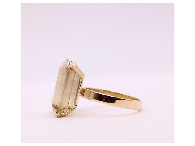 Autre Marque Anillo cóctel citrino rectangular engastado en oro amarillo 18 quilates Naranja Gold hardware - vista 6