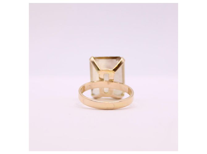 Autre Marque Anillo cóctel citrino rectangular engastado en oro amarillo 18 quilates Naranja Gold hardware - vista 7