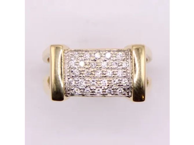 Autre Marque Großer Pavé-Diamantring aus Gelbgold 18 Karat Gold hardware - Ansicht 5