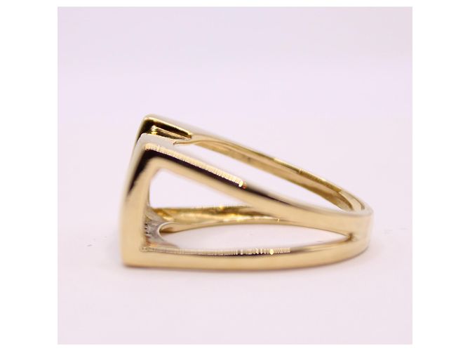 Autre Marque Großer Pavé-Diamantring aus Gelbgold 18 Karat Gold hardware - Ansicht 6
