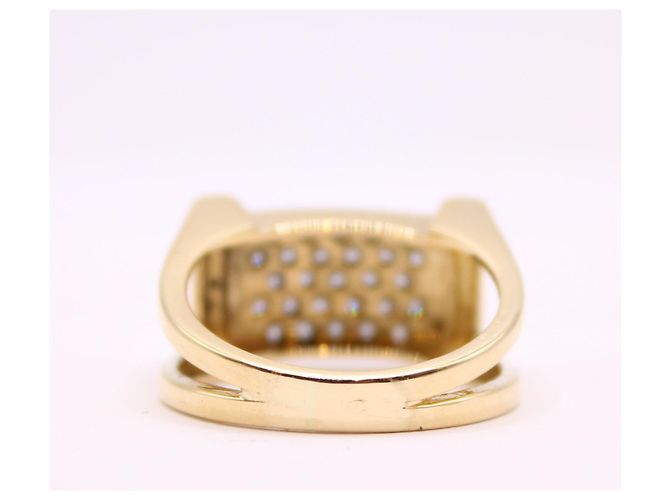 Autre Marque Großer Pavé-Diamantring aus Gelbgold 18 Karat Gold hardware - Ansicht 7