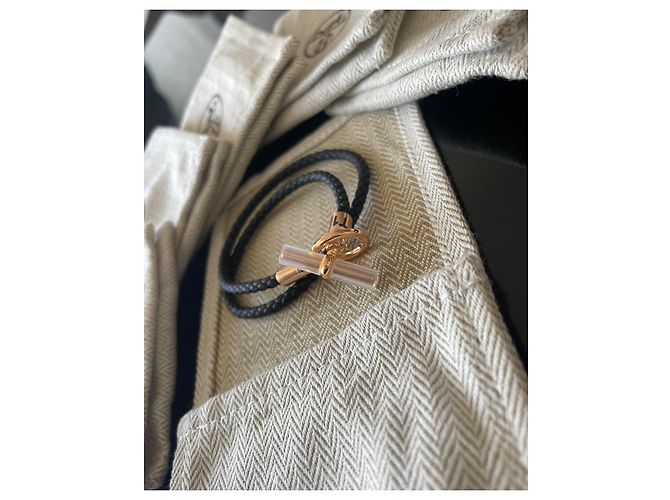 Bracciale Hermès in pelle nero - vista 3