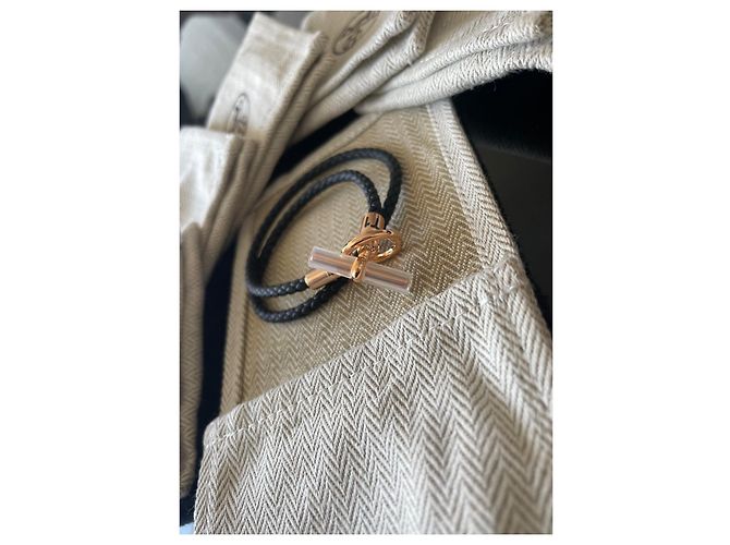 Bracciale Hermès in pelle nero - vista 4