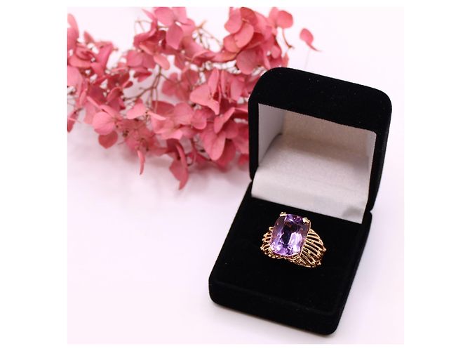 Autre Marque Gelbgoldener Amethyst-Cocktailring 18 Karat Lila Gold hardware - Ansicht 10