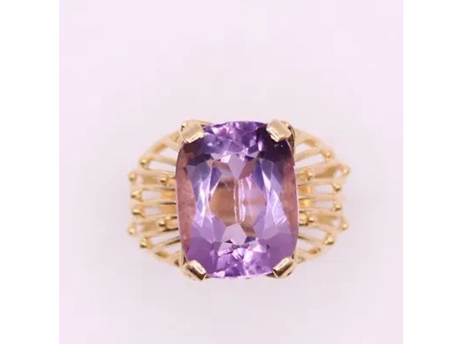 Autre Marque Gelbgoldener Amethyst-Cocktailring 18 Karat Lila Gold hardware - Ansicht 4