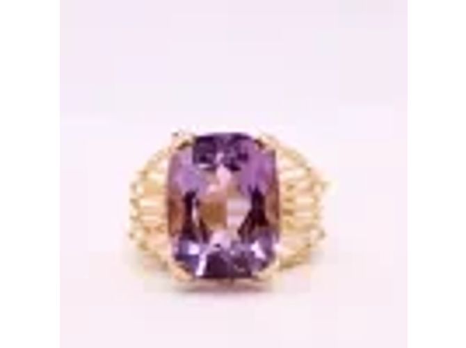 Autre Marque Gelbgoldener Amethyst-Cocktailring 18 Karat Lila Gold hardware - Ansicht 5
