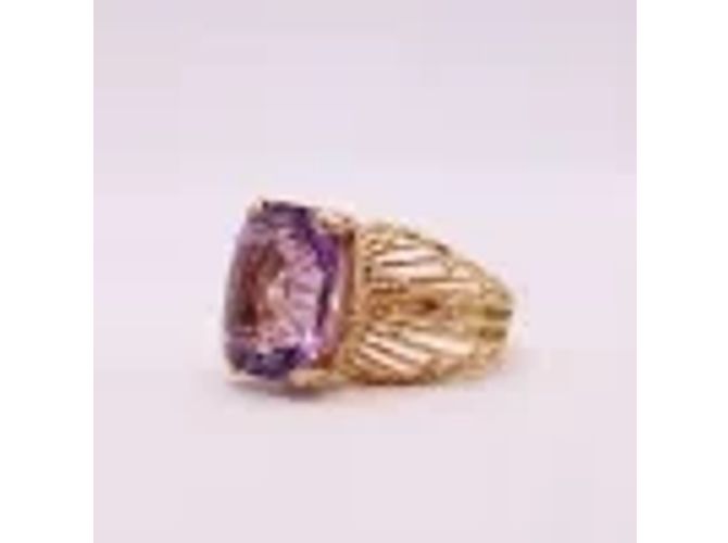 Autre Marque Gelbgoldener Amethyst-Cocktailring 18 Karat Lila Gold hardware - Ansicht 6
