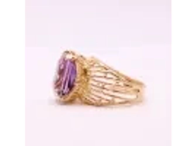Autre Marque Gelbgoldener Amethyst-Cocktailring 18 Karat Lila Gold hardware - Ansicht 7