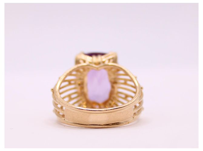Autre Marque Gelbgoldener Amethyst-Cocktailring 18 Karat Lila Gold hardware - Ansicht 8