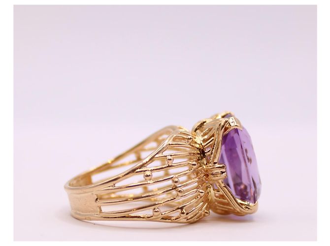 Autre Marque Gelbgoldener Amethyst-Cocktailring 18 Karat Lila Gold hardware - Ansicht 9