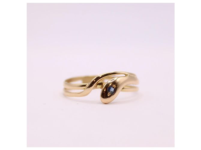 Autre Marque Anello serpente in oro giallo 18 carati e zaffiro periodo Napoleone III Blu Gold hardware - vista 4