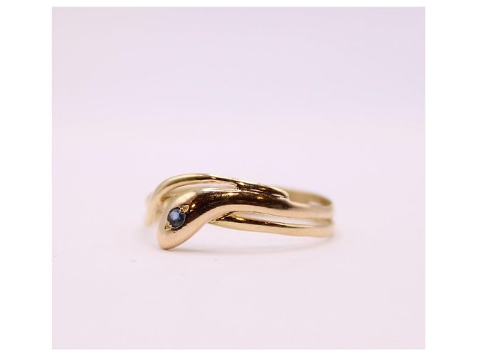 Autre Marque Anello serpente in oro giallo 18 carati e zaffiro periodo Napoleone III Blu Gold hardware - vista 5