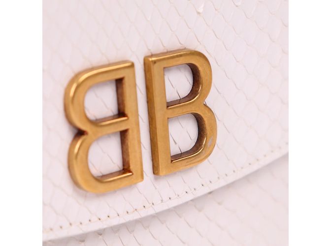 BALENCIAGA - Bolsa de ombro BB de python Branco - vista 6