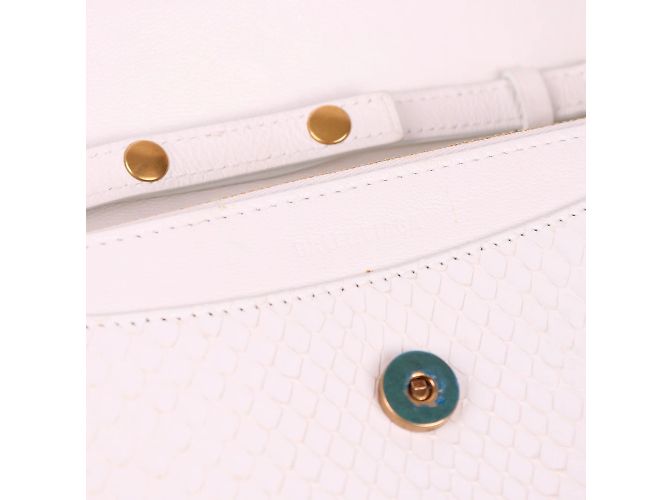 BALENCIAGA - Bolsa de ombro BB de python Branco - vista 8