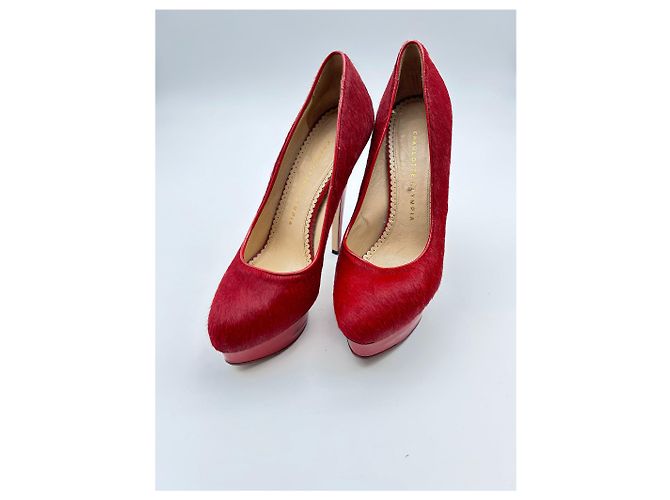 CHARLOTTE OLYMPIA  Tacchi EU 38.5 Tessuto Rosso - vista 5