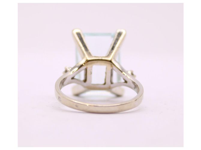 Autre Marque Anello con acquamarina e diamanti in oro bianco 18 carati Blu chiaro Silver hardware - vista 7